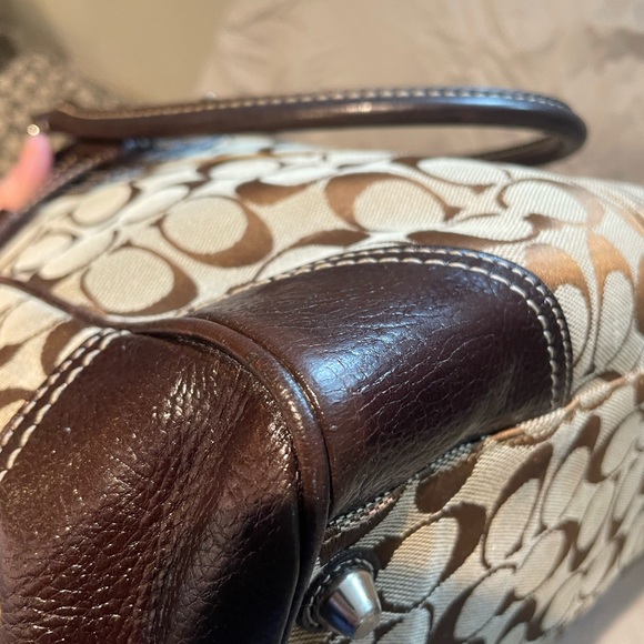 Coach Brown and Tan Signature Tote - Picture 10 of 13